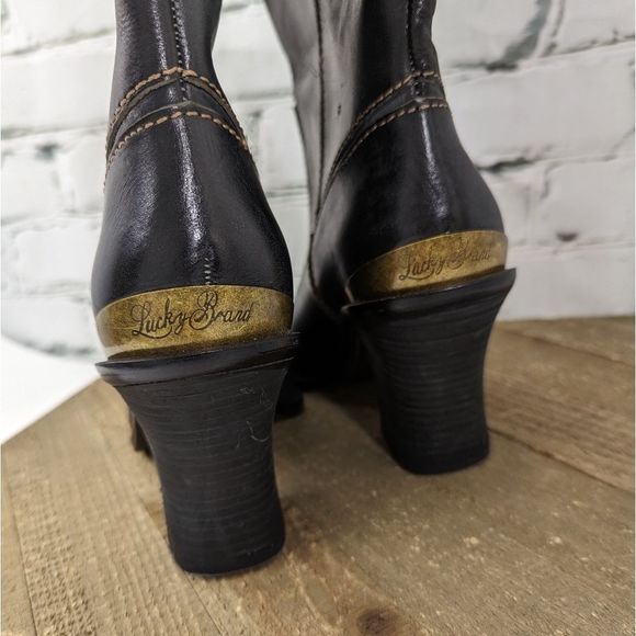 Lucky brand boots Elena black leather high boots size 7.5 - Picture 5 of 6